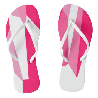 pink and white abstract  flip flops