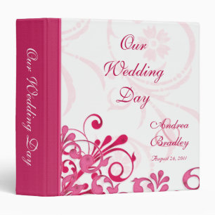 Pink and White Abstract Floral Wedding Binder