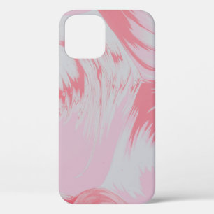 Pink and white abstract painting iPhone 12 case