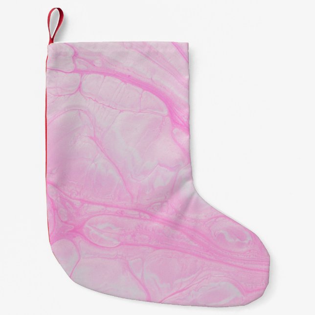Pink and white abstract painting small christmas stocking (Front)
