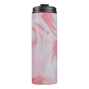 Pink and white abstract painting thermal tumbler