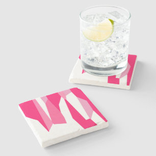 pink and white abstract stone coaster