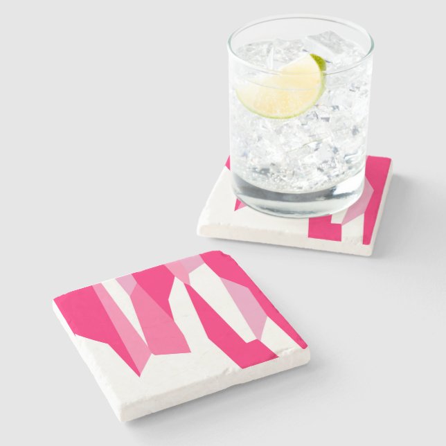 pink and white abstract  stone coaster (Side)