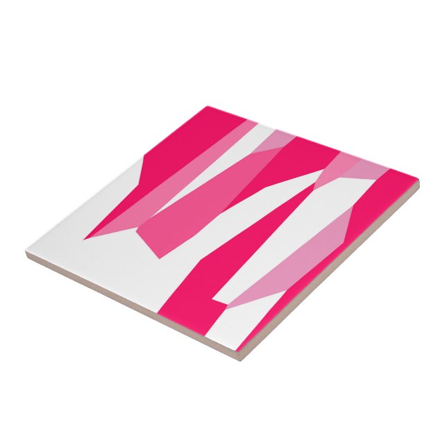 Pink and White Abstract Tile (Side)