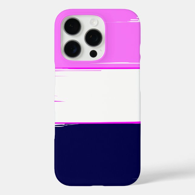 Pink and White and Deep Blue Stripe Design Case-Mate iPhone Case (Back)