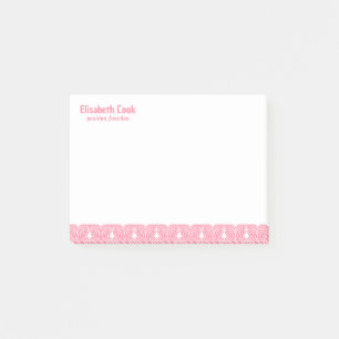 Pink and White Art Deco Pattern, Custom Text Post-it Notes