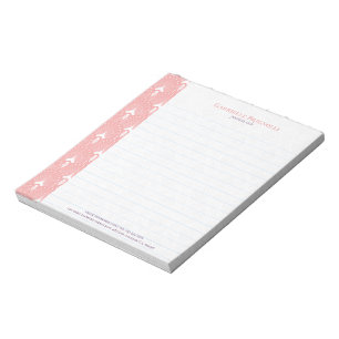 Pink and white art-deco pattern notepad