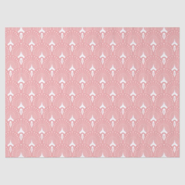 Pink and white art-deco pattern tissue paper (Front)