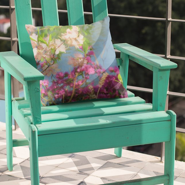 Pink and White Azaleas Outdoor Pillow (Creator Uploaded)