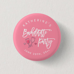 Pink And White Bachelorette Party Buttons
