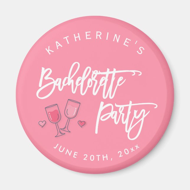 Pink And White Bachelorette Party Magnets (Front)