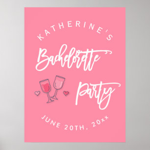 Pink And White Bachelorette Party Poster Sign