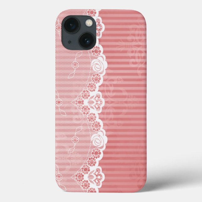 Pink and white background with black lace Case-Mate iPhone case (Back)