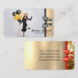 Pink and White Balloons Modern Business card