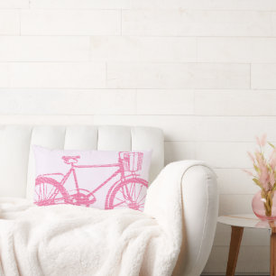 Pink and White Bicycle Pillow