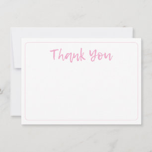 Pink and White Blank Elegant Handwritten  Card