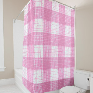 Pink and White Bold Checkered Plaid Design