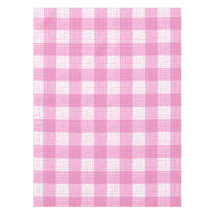 Pink and White Bold Checkered Plaid Design  Tablecloth