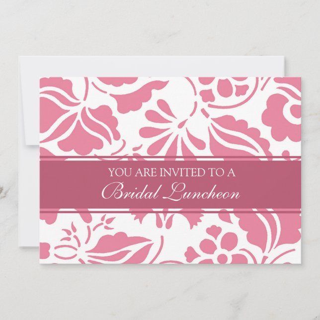 Pink and White Bridal Luncheon Invitation Cards (Front)