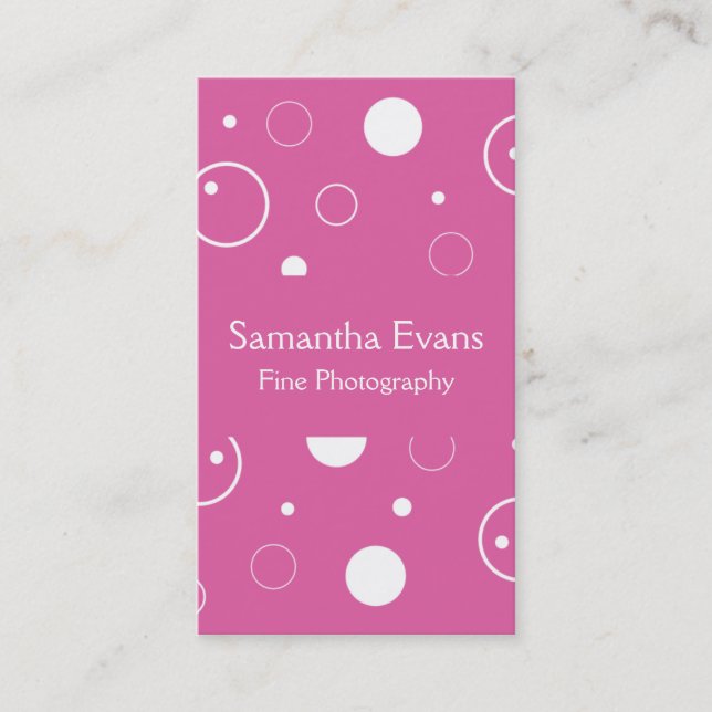Pink and White Bubbles Business Card (Front)