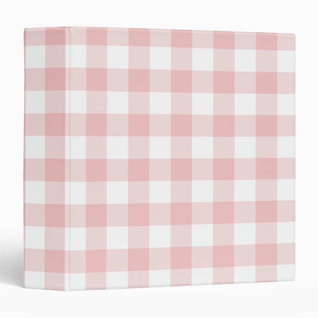 Pink and White Buffalo Plaid Gingham Binder (Front/Spine)