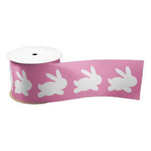 Pink and White Bunny Rabbit Satin Ribbon