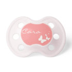 Pink and White Butterfly Personalized Baby Pacifer