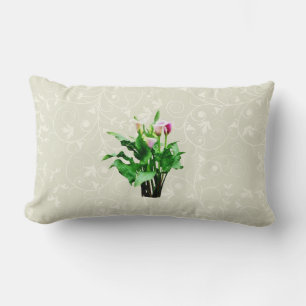 Pink and White Calla Lilies Lumbar Pillow