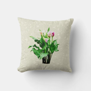 Pink and White Calla Lilies Throw Pillow