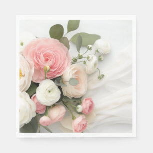 Pink and white camellias napkin