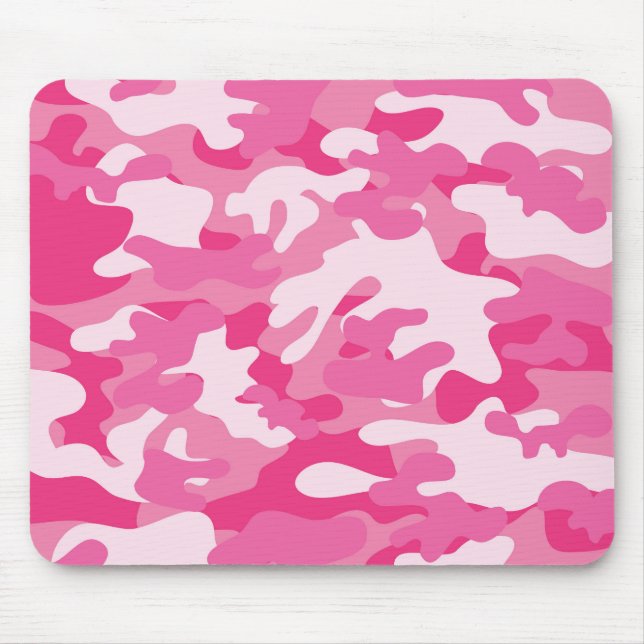 Pink and White Camo Design Mouse Pad (Front)