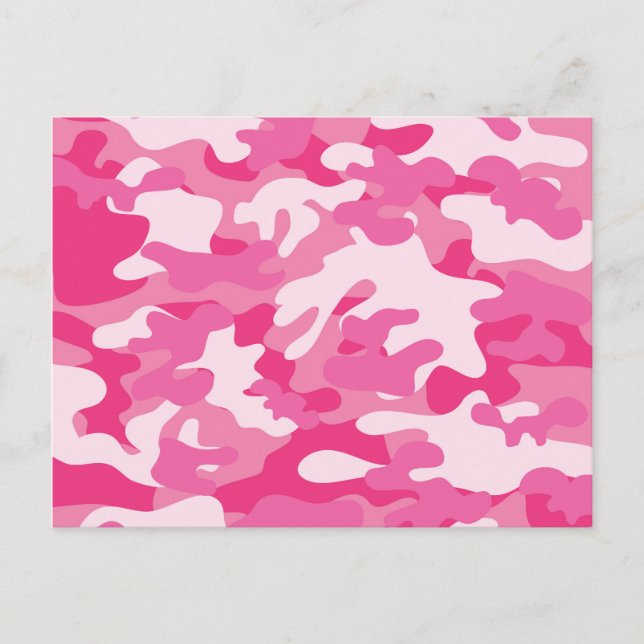 Pink and White Camo Design Postcard (Front)