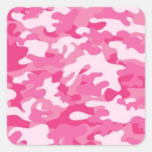 Pink and White Camo Design Square Sticker