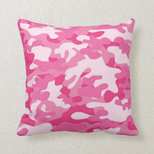 Pink and White Camo Design Throw Pillow
