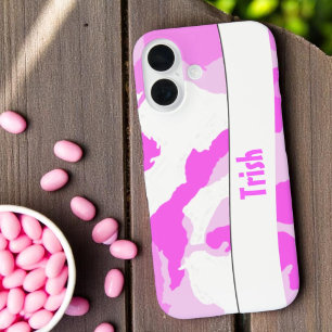 Pink and White Camouflage Pattern iPhone 16 Case