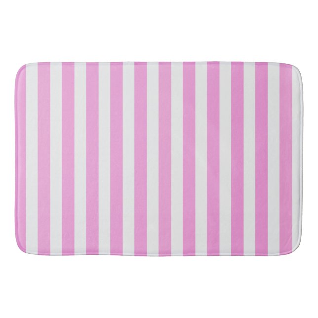 Pink and white candy stripes bath mat (Front)