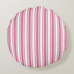 Pink and white candy stripes round pillow
