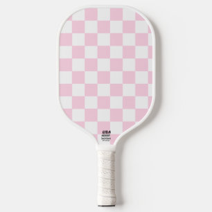Pink and White Check Pickleball Paddle