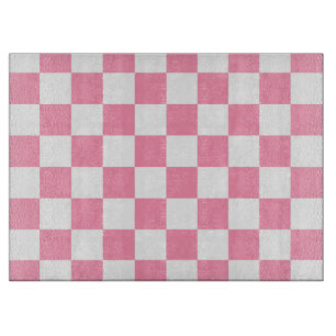 Pink and White Checkered Cutting Board