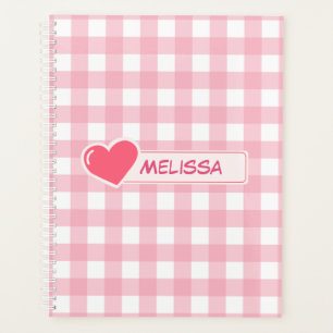 Pink and White Chequerboard Pattern Planner