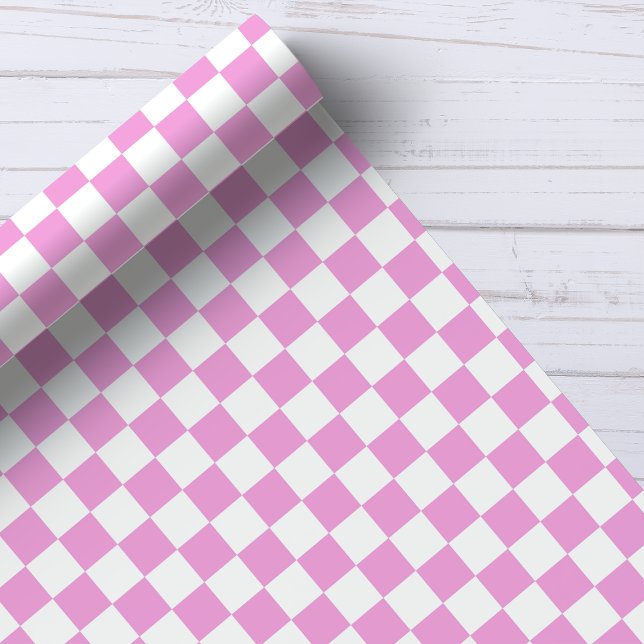 Pink and White Chequerboard Pattern Wrapping Paper (Creator Uploaded)