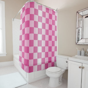 Pink and White Chequered Geometric