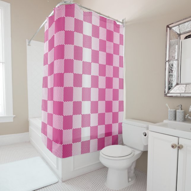 Pink and White Chequered Geometric (In Situ)