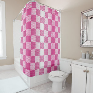 Pink and White Chequered Geometric