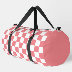 Pink and White Chequered pattern Duffle Bag