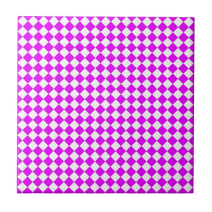 Pink and White Chequered Pattern Tile