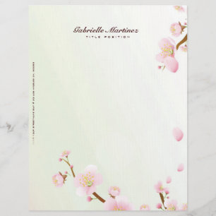 Pink And White Cherry Blossom Design Letterhead