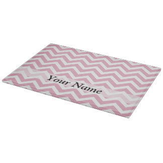 Pink and white chevron cutting board