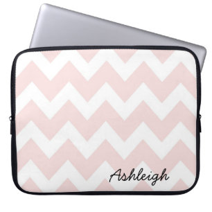 Pink and White Chevron Laptop Sleeve