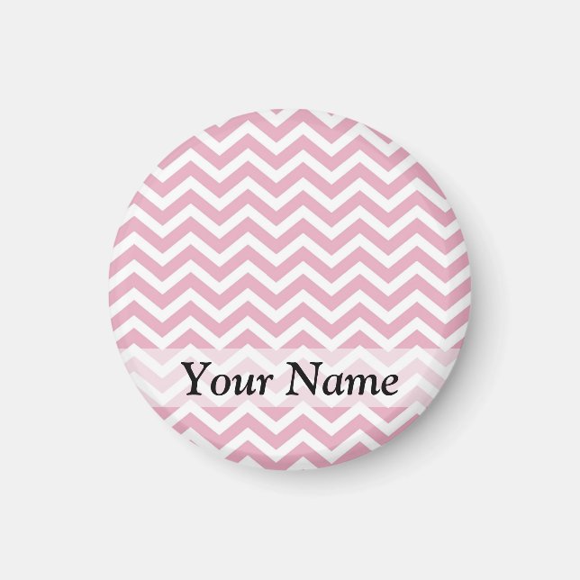 Pink and white chevron magnet (Front)